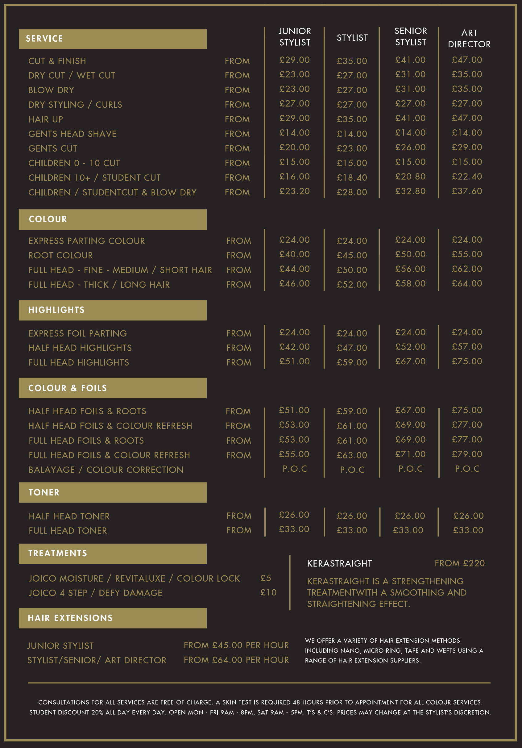 Price List